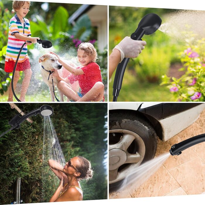 Портативна кемпінгова душ з акумулятором 6000mAh, з насосом та індикатором температури, набір для кемпінгу, відпочинку на природі, миття авто, пляжу, подорожей, для тварин, білий