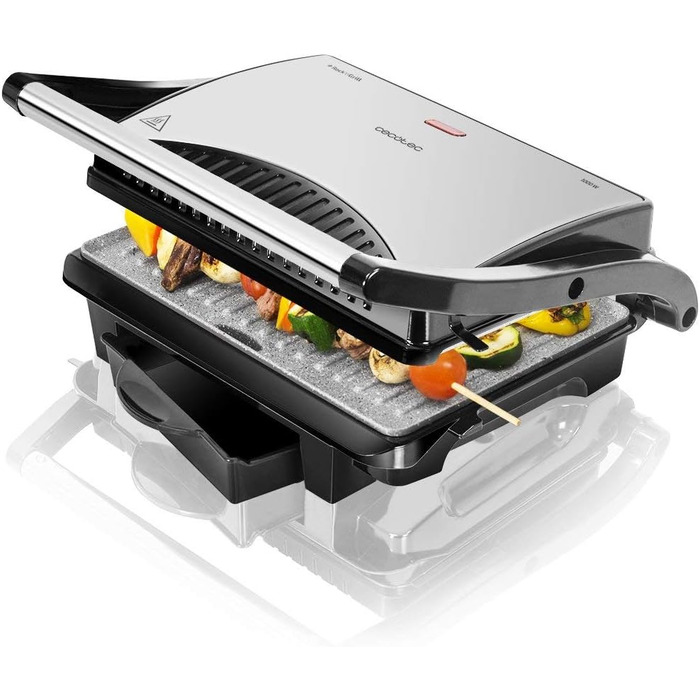 Cecotec Rock'n Grill 1000W Electric Grill with RockStone Non-Stick Coating - Stainless Steel
