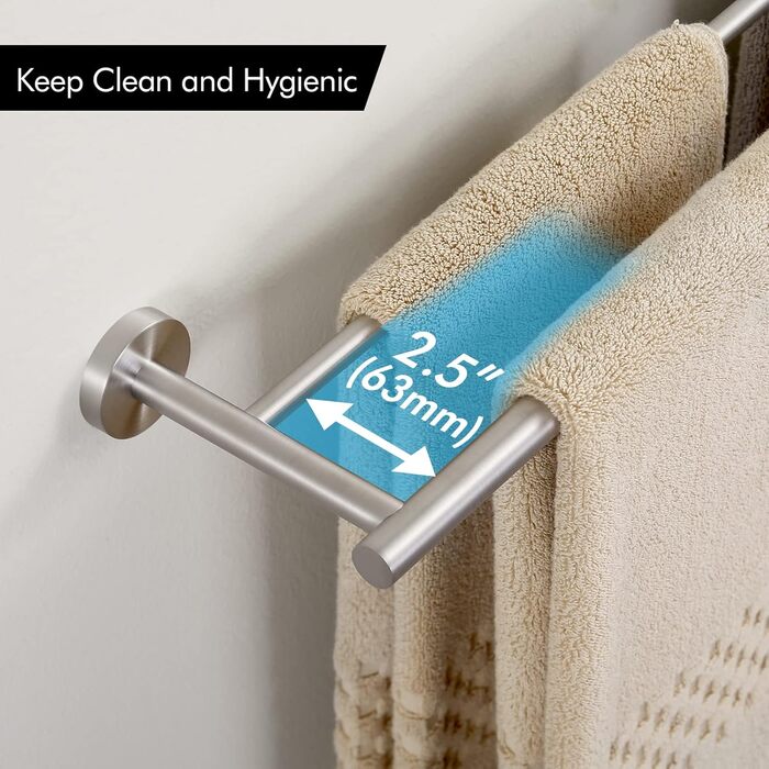 Тримач для рушників KES, подвійний, з нержавіючої сталі SUS304, 60 см, настінний, A2001S60