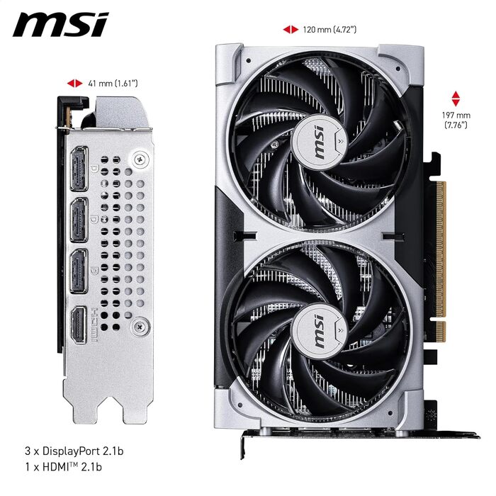 Відеокарта MSI GeForce RTX 5060 VENTUS 2X OC 8GB GDDR7, PCIe 5.0