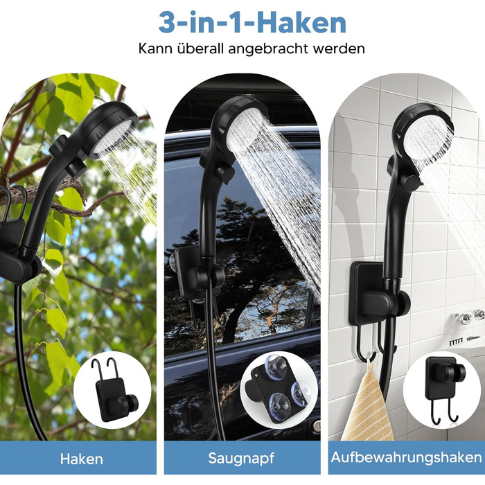 HOTOIQ Portable Electric Camping Shower with Pump - Outdoor Shower Set for Camping, Travel, Garden, Hiking, and Car Washing