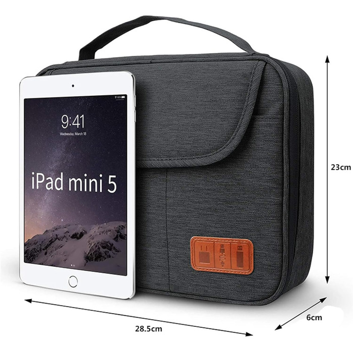 Органайзер для кабелів - сумка-органайзер для подорожей, аксесуари для електроніки, кейс для кабелів (28.5 x 23 x 6 см, чорний)