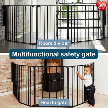 Захисне бар'єр BabyDan Flex XXL для каміну та сходів, чорний (90-278 см)