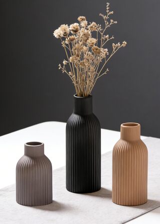 Керамічні вази 3 шт., Сучасний мінімалізм, декор для дому, вази для пампасних трав, вітальня (Хакі/Чорний/Сірий)
