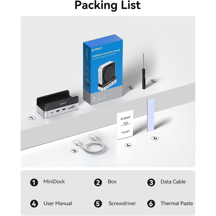 ORICO MiniDock VS10: Док-станція та підставка для Mac mini M4/M4 Pro з корпусом для NVMe SSD, хаб USB-C з 4K HDMI, DisplayPort, SD/TF 3.0, USB-C/A 10Gbps, PD 100W, 10-в-1, DIY
