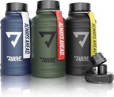 Металева пляшка для води 1.3/2.2 л з нержавіючої сталі, BPA-free, не протікає, міцна, з додатковою кришкою для спорту, фітнесу та активного відпочинку, у подарунковій упаковці