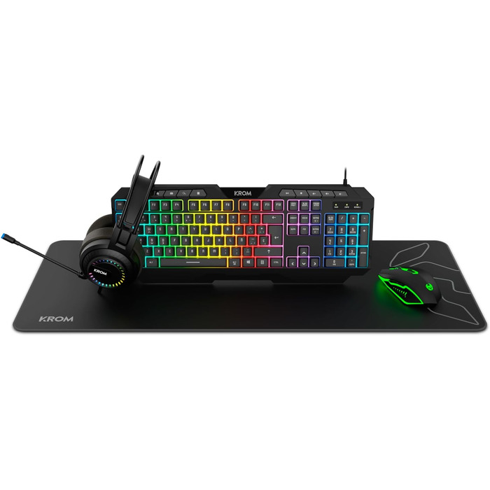 KROM KARRIER Gaming Pack: RGB клавіатура, миша, навушники, килимок для миші - чорний