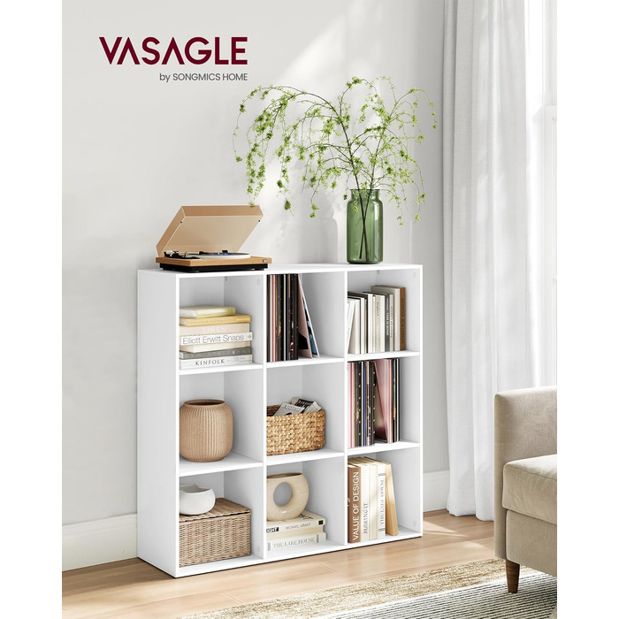 VASAGLE книжкова шафа, стелаж із 8 секціями, офісний кубічний стелаж для вітальні, спальні, офісу, дитячої кімнати, білий, 97,7x97,5x30 см