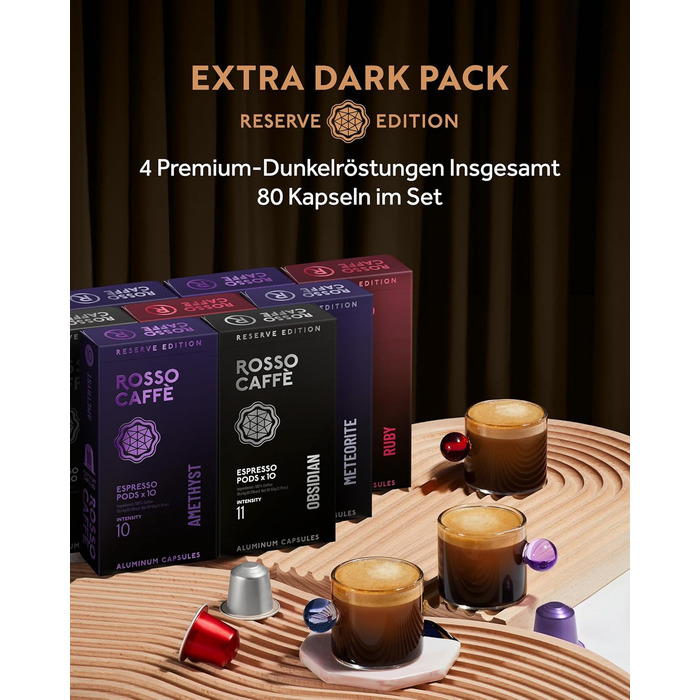 Капсули кави ROSSO CAFFÈ Nespresso Reserve Edition, 80 шт. (8 сортів преміум еспресо), сумісні з Nespresso, Made in Italy