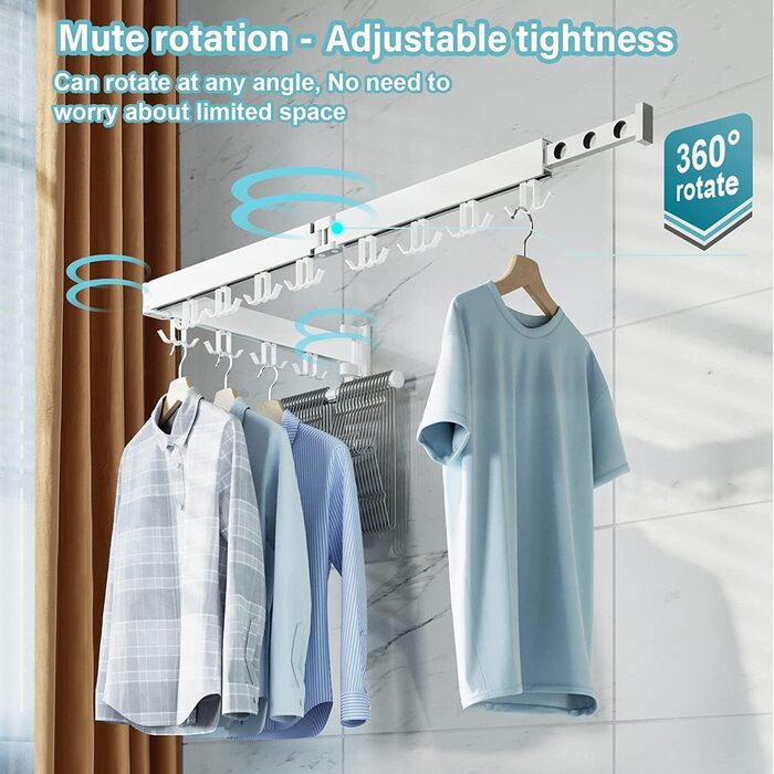 Сушарка для білизни Honeyhouse настінна розкладна, чорна, з кріпленням та тримачами для шкарпеток