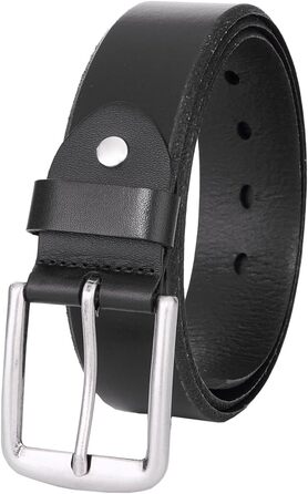 Чоловічий шкіряний ремінь: класичний джинсовий ремінь для чоловіків з подарунковою коробкою. Чорний колір, розмір L (32W-35W, 105 см)