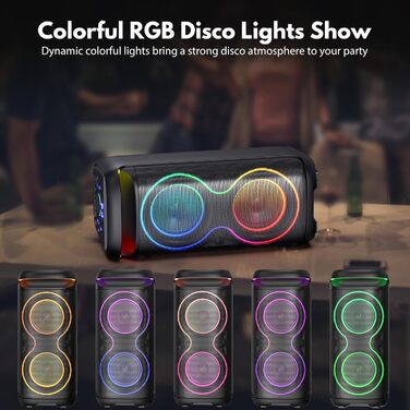 Караоке машина HWWR T20 з 2 мікрофонами, Bluetooth, RGB-підсвічуванням, TF/USB, AUX, Rec. Партійна колонка для дому та вечірок. Підтримка TWS.