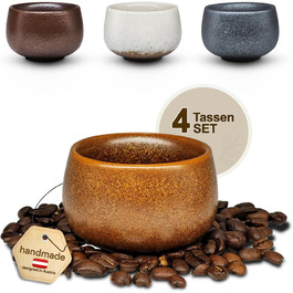 Набір кавових чашок для капучино, лате макіато, 4 шт, 80 мл, порцеляна, ручна робота, без ручки, для посудомийної машини