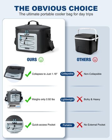 Чорна ізольована сумка-холодильник 24L для пікніка, пляжу, кемпінгу та транспортування продуктів