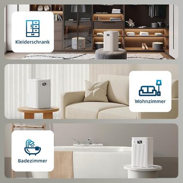 Електричний осушувач повітря 2.2L, портативний, тихий, з таймером 2-12H, 7 кольорів підсвічування, автоматичне відключення, для спальні, підвалу, ванної кімнати (білий)