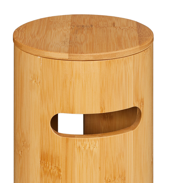Relaxdays Bamboo Round Toilet Paper Holder