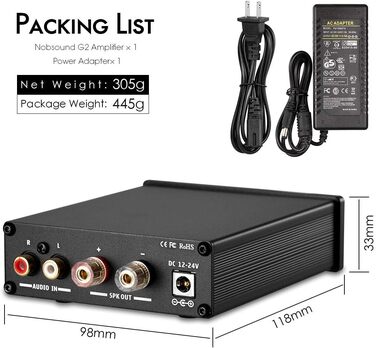 Підсилювач сабвуфера Nobsound G2, 100 Вт, моно, для пасивних сабвуферів та бас-шейкерів, з регулятором гучності, домашній аудіо підсилювач