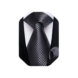 Чоловіча краватка DiBanGu в клітку з шовку, комплект з нагрудною хусткою, запонками та затискачем для краватки в подарунковій коробці для весілля та бізнесу, димчасто-сірий