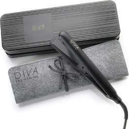 Diva Pro Styling Digital Flat Iron - Ceramic Plates - Auto Shutoff - 3m Cord - Black