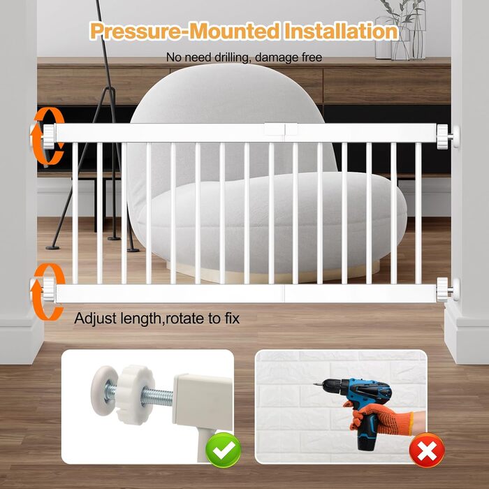 Коротка перегородка для собак Fldofaves, 45-115 см, для дому, висота 35 см, розширювана, з 3 подовжувачами (25 см)