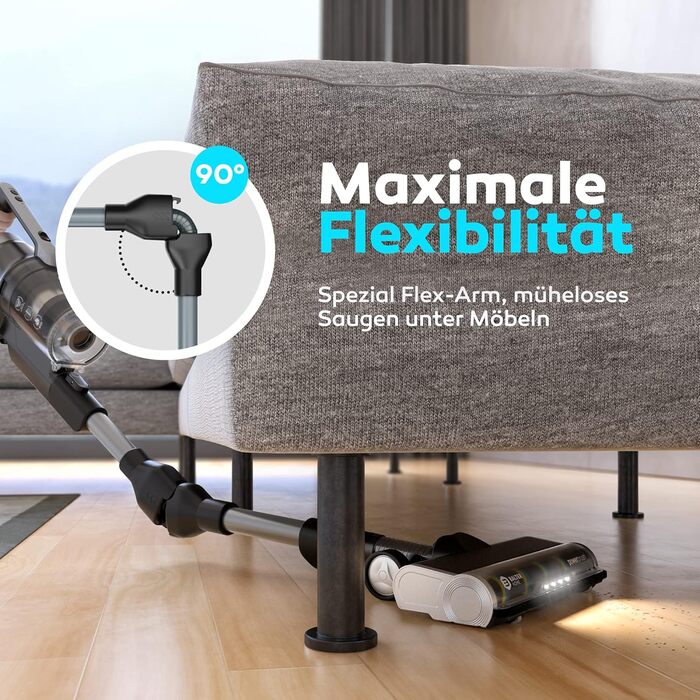 Бальтер Верту X11 PRO: Бездротовий пилосос з функцією миття підлоги, акумуляторний, 350W, до 50 хв роботи, без мішка, гнучкий з'єднувальний елемент, LED-насадка, для видалення шерсті тварин