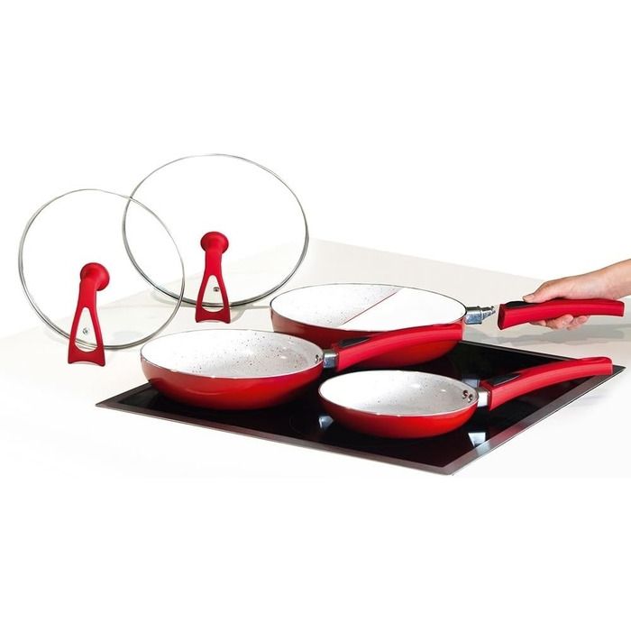 Набір сковорідок Duo 2 Magic Premium (3 шт.) – 28, 24 та 20 см, з кришкою, знімний ручка, для всіх типів плит