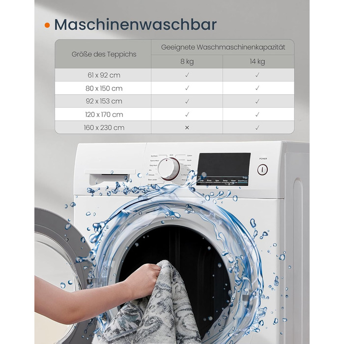 Килим SONGMICS HOME Vintage, 120x170 см, для вітальні, спальні, кухні, коридору, їдальні, сірий (TAR032G01)