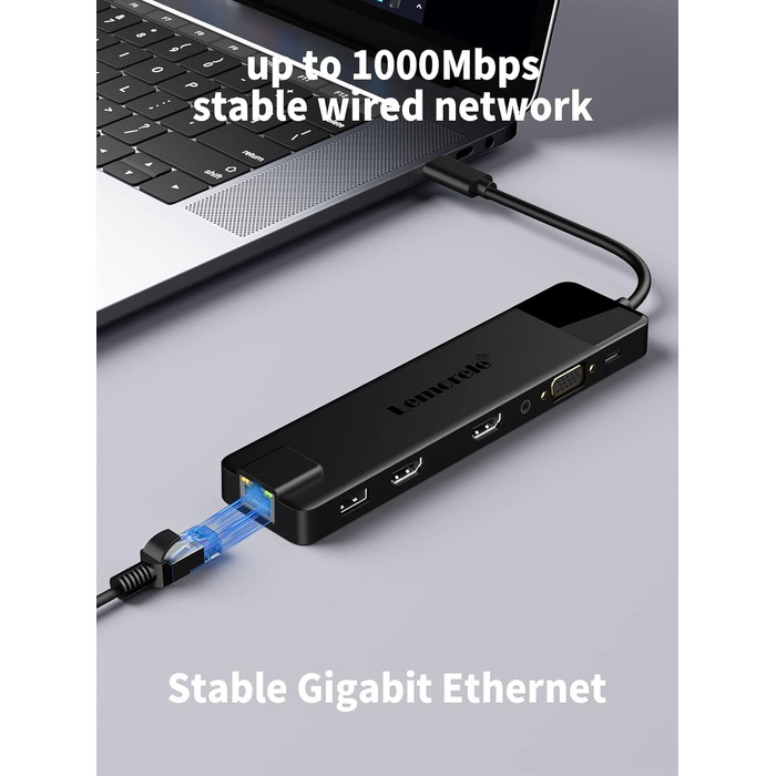 Док-станція USB-C хаб 13-в-1 з підтримкою 2 моніторів 4K HDMI, VGA, Ethernet, USB 3.0/2.0, PD 100W, SD/TF, AUX для Windows/Mac/Dell/HP