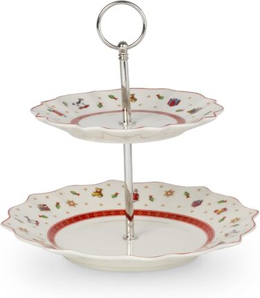 Villeroy & Boch Toy's Delight – міні етажерка для різдвяних солодощів, керамічна підставка для десертів, новорічний декор, преміум порцеляна, ідеально для буфету та подарунка