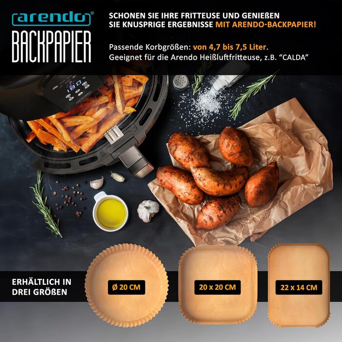 Арендо - Фритюрниця без олії XXL 5 літрів - Airfryer з цифровим дисплеєм, 1800W, 200°C, таймер, 7 програм, 3D циркуляція повітря, чорний