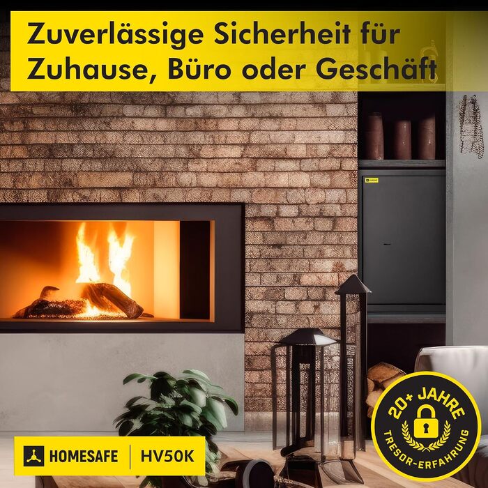 Сейф Homesafe HV15K з ключовим замком, вугільно-чорний сатин, 50x35x35 см