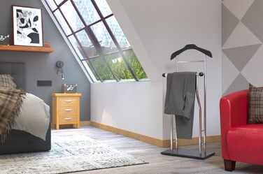 Стійка для одягу HAKU Möbel, хром/білий, MDF/метал, 45x110x30 см, сучасний стиль