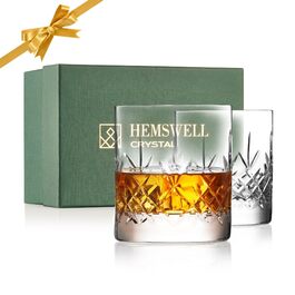 Набір келихів для віскі Wicklow 2 шт. 310 мл – скляні Tumbler без свинцю, з важким дном, ручна обробка, подарункова коробка