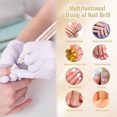 Електричний набір для манікюру та педикюру Golden 12 в 1: фрезер для нігтів, фрезер для гелю, акрилу, набір для манікюру та педикюру