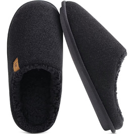 Чоловічі фетрові халапи KuaiLu: теплі, зручні, з м'якою підкладкою. Ідеальні для дому та вулиці. Розмір 44 EU, чорний колір.