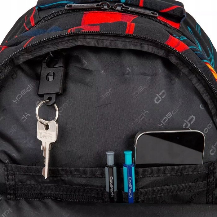 Багатовідсіковий шкільний рюкзак CoolPack, чорний/багатоколірний, 23 л