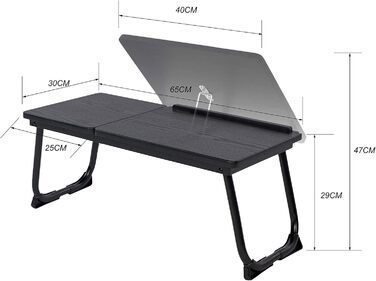 Зручний столик-трансформер для ліжка та дивану: регульована висота, складні ніжки, для ноутбука, їжі, читання. Білий/Чорний