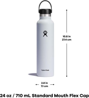 HYDRO FLASK - 18oz (532ml) Water Bottle - Vacuum Insulated Stainless Steel - Sports Bottle with Leak-Proof Flex Cap & Strap - Dishwasher-Safe Thermos - Wide Mouth - (Core, Laguna, 710 ml)