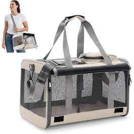 Сумка-переноска для котів та собак до 9 кг ALLSOPETS, дихаюча, для подорожей та до ветеринара, кольоро хаврі