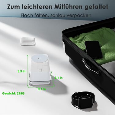 Бездротова зарядна станція 3-в-1 Minthouz Leap Cube 15, швидка зарядка 15W Qi, підставка з багатокольоровою підсвіткою для iPhone 16, 15, 14, 13