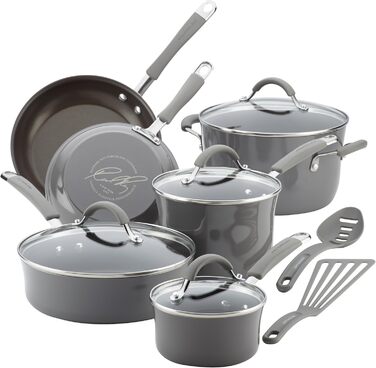 Набір посуду Rachael Ray Cucina, 12 предметів, антипригарний, сірий Sea Salt