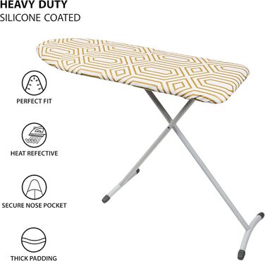 Покриття та підкладка для прасувальної дошки, стійке до нагрівання, еластичне, золотого кольору, бавовна