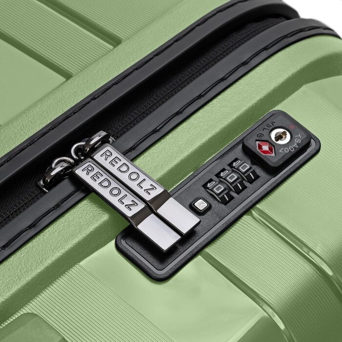 Чохол-валіза REDOLZ Hartschalen Check-in Essentials 10 | Великий вантажний ролик XL 50 x 30 x 76 см з поліпропілену | 4 подвійні колеса & TSA | Набір 3 шт. (Green-metallic)
