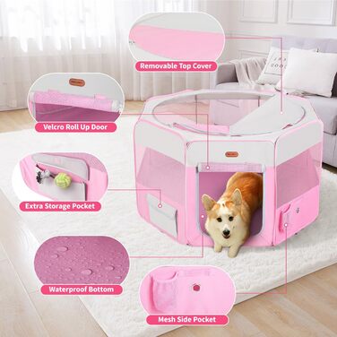 Летячий вольєр для котів, розкладний вольєр для котів, клітка-вольєр для котів, ігровий вольєр для кошенят, рожевий котячий вольєр для дому та вулиці, XL