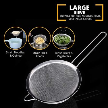 Набір сит Jojeys 8, 14, 20 см – сито з нержавіючої сталі, для приготування їжі, випічки, миття в посудомийній машині