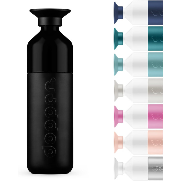 Dopper Insulated Stainless Steel Thermos Bottle - 580ml, Leak-Proof, 24h Cold/9h Hot - Black