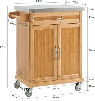 SoBuy Kitchen Cart with Wheels - Mobile Kitchen Island with Countertop