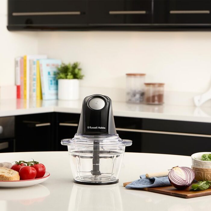 Кухонний міні-подрібнювач Russell Hobbs 27131-56, 350W, нержавіюча сталь, 1л, 2 швидкості, для овочів, фруктів, м'яса, чорний