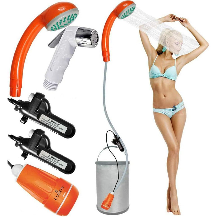 Portable Outdoor Camping Shower, Bidet Handheld Shower, Two Rechargeable 2200 mAh Batteries, Water Pump for Camping, Hiking, Outdoor Travel