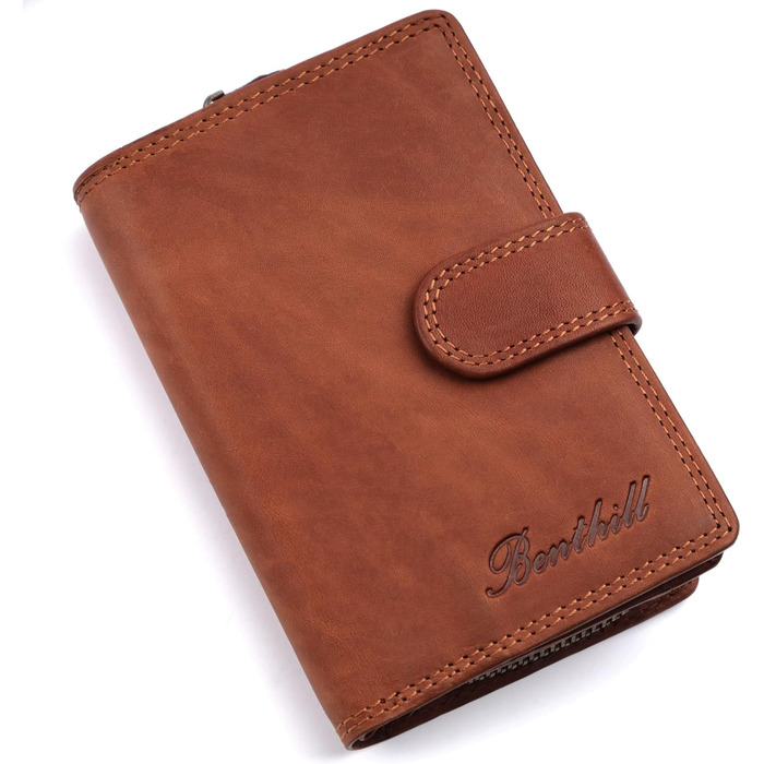 Benthill Wallet Women's Genuine Leather | Small Cardholder with RFID Protection | Wallet with 8 Card Slots & Coin Pocket | Genuine Leather Vintage Women's Wallet incl. Gift Box, Color: Brown